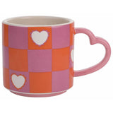 Raspberry blossom chequer heart stoneware mug 275ml, UK version