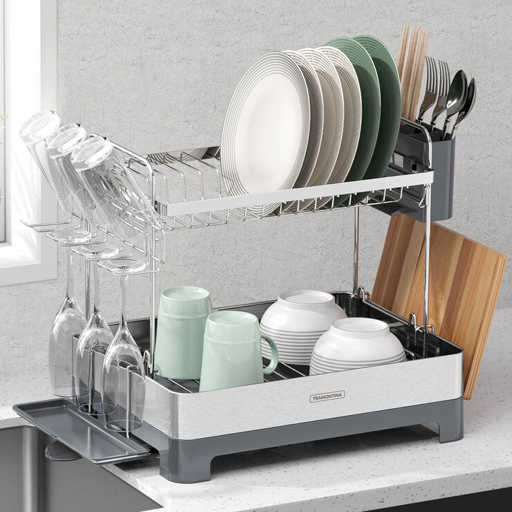 Tramontina 2-tier stainless steel dish rack - British product