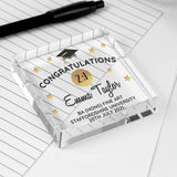 Personalised graduation crystal token ornament 7.5cm, UK version