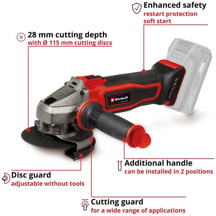 Einhell Power X-Change cordless angle grinder 18V, UK version