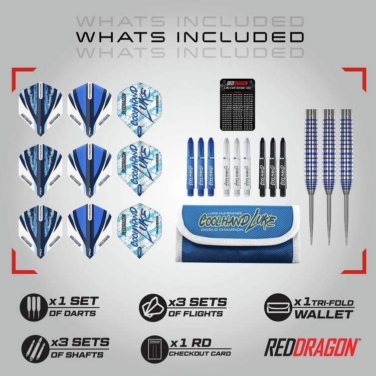 Red Dragon Luke Humphries Coolhand darts 22g, UK version