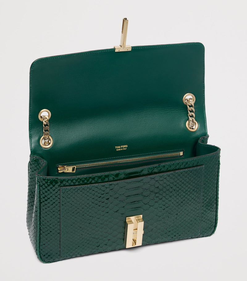TOM FORD large shoulder bag dark green Italian leather - British product
