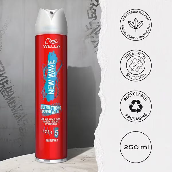 Wella Shockwaves Ultra Strong Power Hold Hairspray 250ml (British brand)