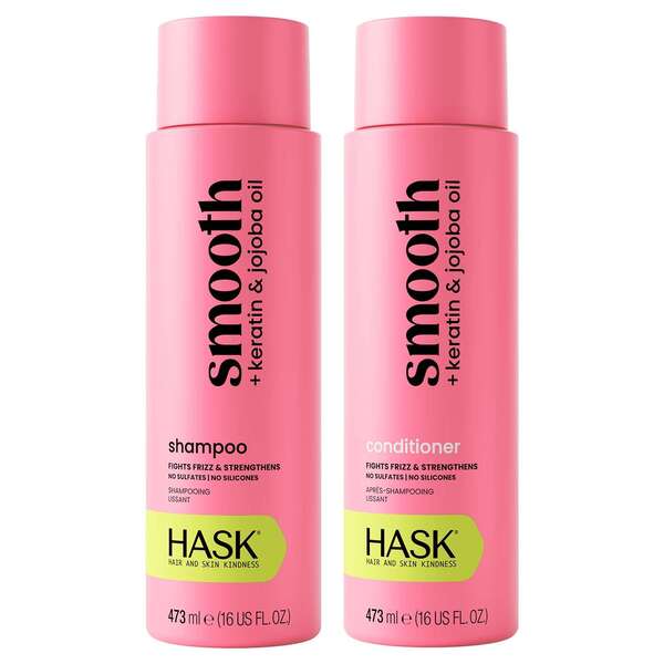 Hask Keratin Smooth Shampoo and Conditioner Bundle 473ml, UK version