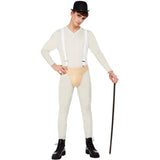 Smiffys Cult Classic mens costume white bodysuit pants braces hat (British brand)