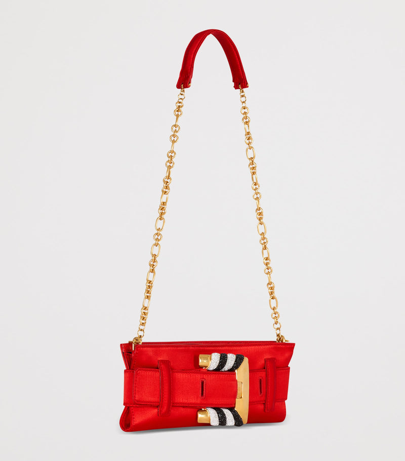 Balmain satin Anthem clutch bag zebra print, imported from the UK