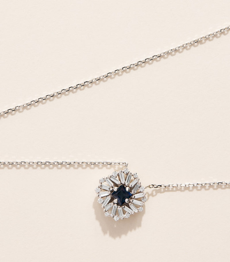 Suzanne Kalan white gold diamond sapphire necklace (British brand)