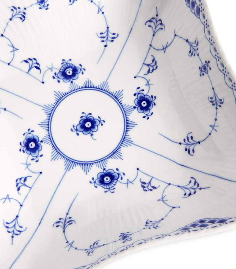 Royal Copenhagen Blue Fluted Half Lace Square Bowl 21cm, imported from the UK