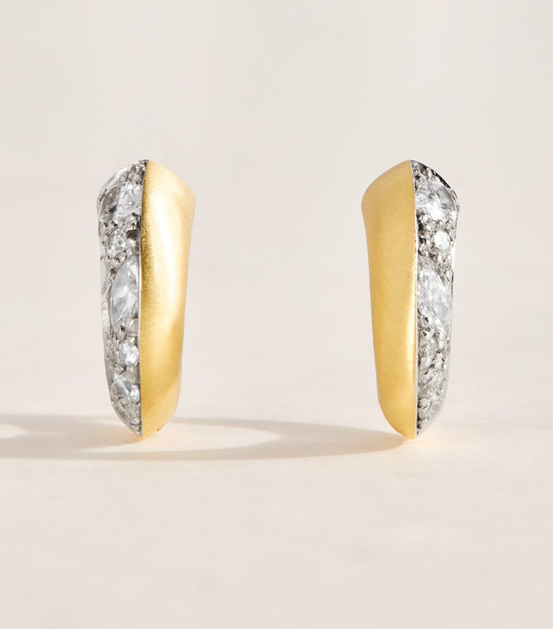 Jade Trau mini yellow gold diamond huggie hoops (British brand)