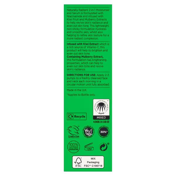 Naturally Radiant 2-in-1 moisturiser & serum 50ml, UK version