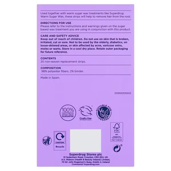 Superdrug replacement strips for warm wax x20 (British brand)