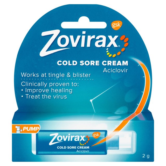 Zovirax Cold Sore Treatment Cream Contains Aciclovir Pump Dispenser 2g GOODS M&S