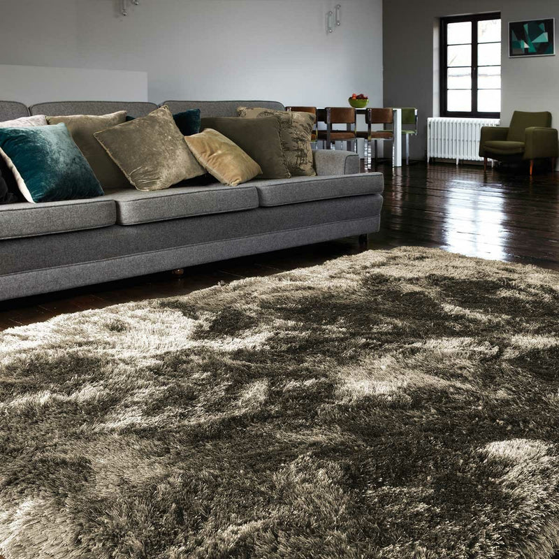 Asiatic Taupe Plush Rug available in two sizes, imported from the UK