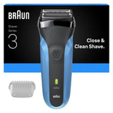 Braun Series 3 310 Electric Shaver, Wet & Dry Razor for Men, Black/Blue