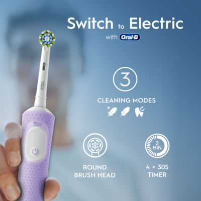 Oral-B Pro Vitality purple electric toothbrush, imported from the UK