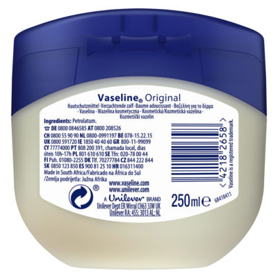 Vaseline petroleum jelly Original 250 ml (British brand)