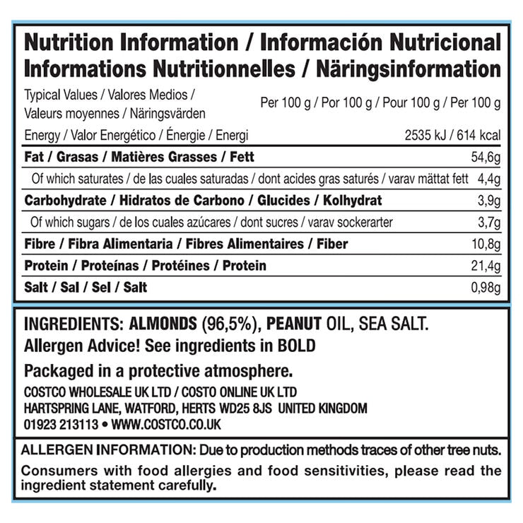 Kirkland Signature oil roasted almonds with sea salt 1.13kg - British product