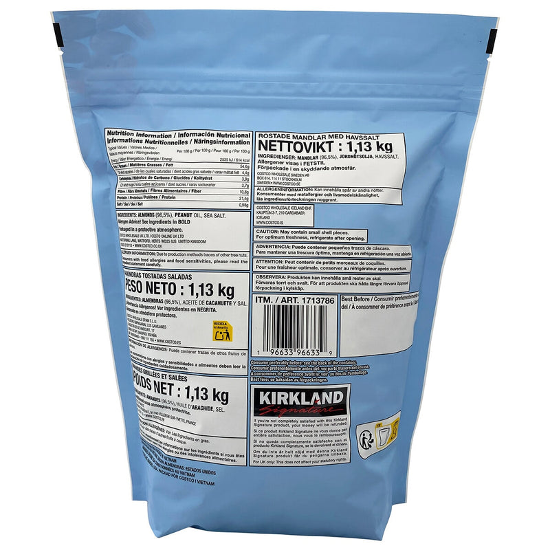 Kirkland Signature oil roasted almonds with sea salt 1.13kg - British product