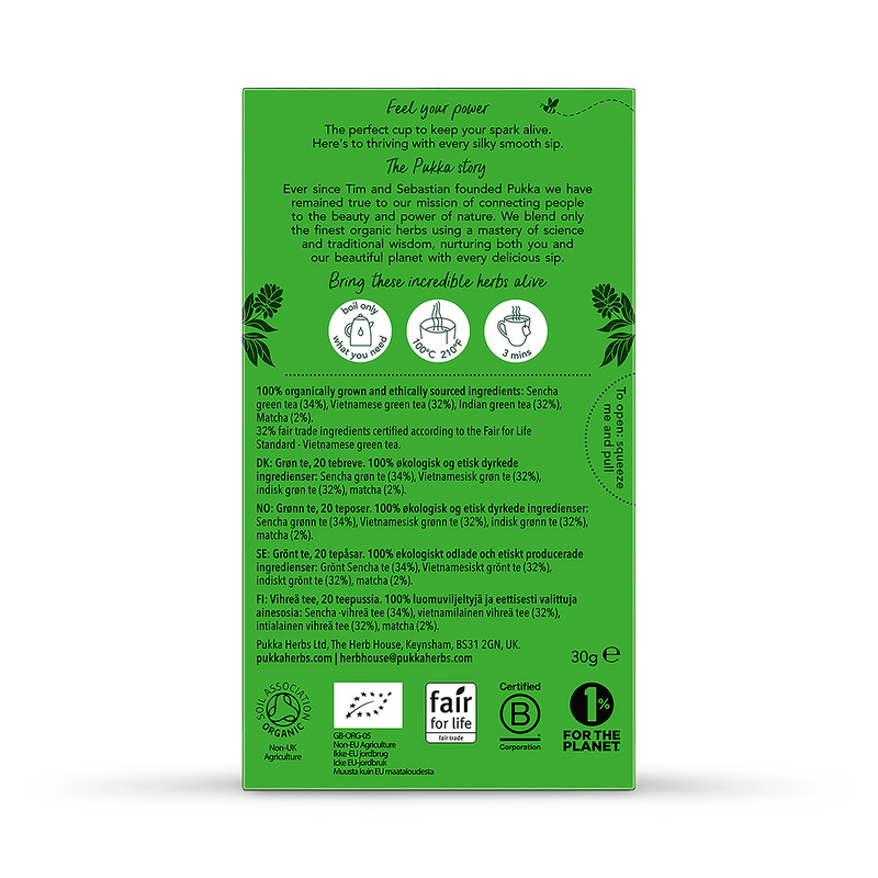 Pukka Supreme Matcha Green tea bags 20, imported from the UK