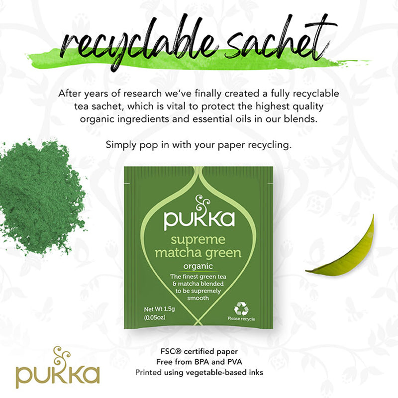 Pukka Supreme Matcha Green tea bags 20, imported from the UK