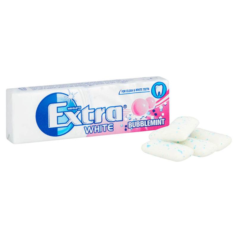 Wrigley's Extra White Bubblemint Sugarfree Chewing Gum 10 pieces (British brand)