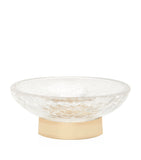 ZODIAC cracked crystal soap dish with solid brass gold-plated base (British brand)