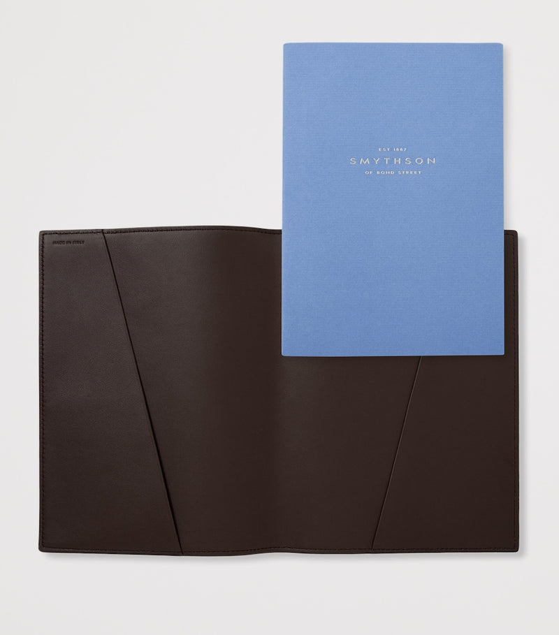 Smythson refillable calfskin notebook with gilt-edged paper, 192 pages (British brand)