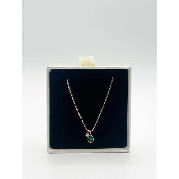 SVNX teardrop necklace emerald green diamante pendant, UK version