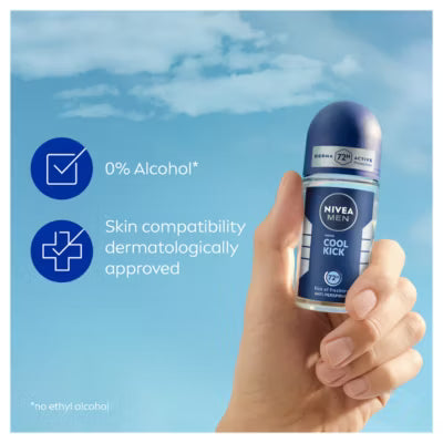 Nivea Cool Kick Anti-Perspirant Roll-On 50ml, imported from the UK