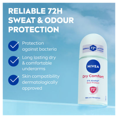 Nivea 72h Dry Comfort anti-perspirant roll-on 50ml (British brand)