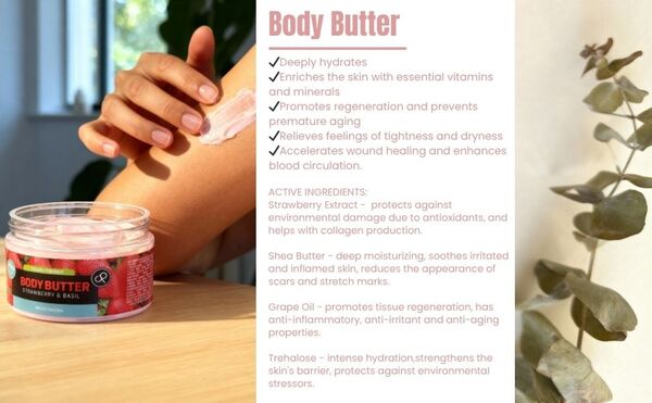 COSMEPICK Strawberry & Basil body butter 3x250ml, UK version