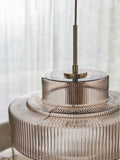 Lipsy gold pendant ribbed glass ceiling light, UK version
