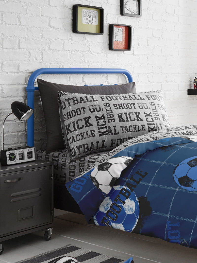 Bedlam blue kids football duvet cover and pillowcase set - British product