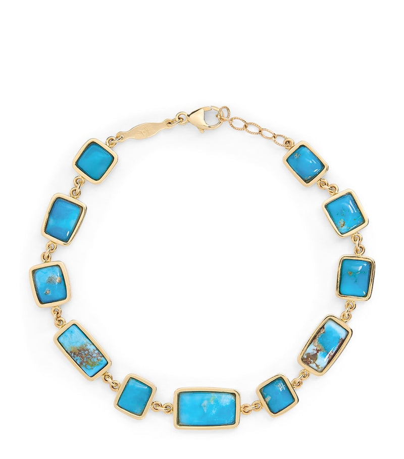 Jacquie Aiche yellow gold turquoise bezel bracelet, imported from the UK