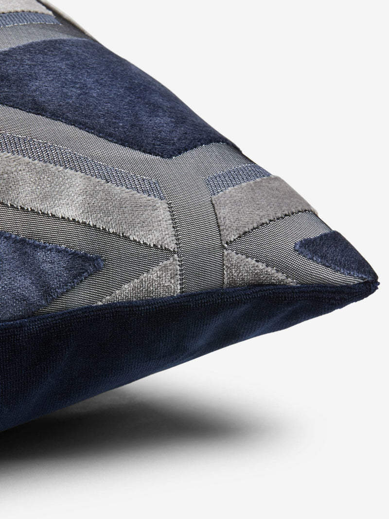 Cushion navy blue velvet geometric 50x50cm (British brand)