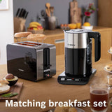 Bosch variable temperature kettle black 1.5 litre, imported from the UK