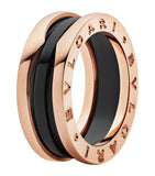 Bvlgari B.zero1 two-band ring in rose gold and black ceramic (British brand)