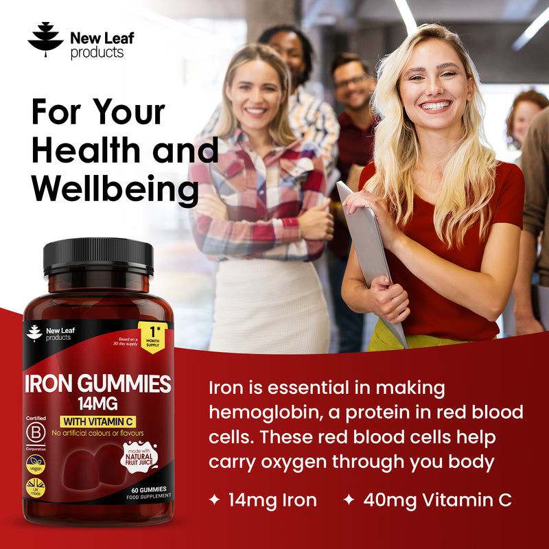 New Leaf Products iron gummies with Vitamin C 60 count, UK version