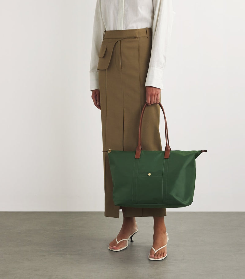 Harrods medium nylon tote bag recycled polyamide leather trim - British product