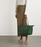 Harrods medium nylon tote bag recycled polyamide leather trim - British product