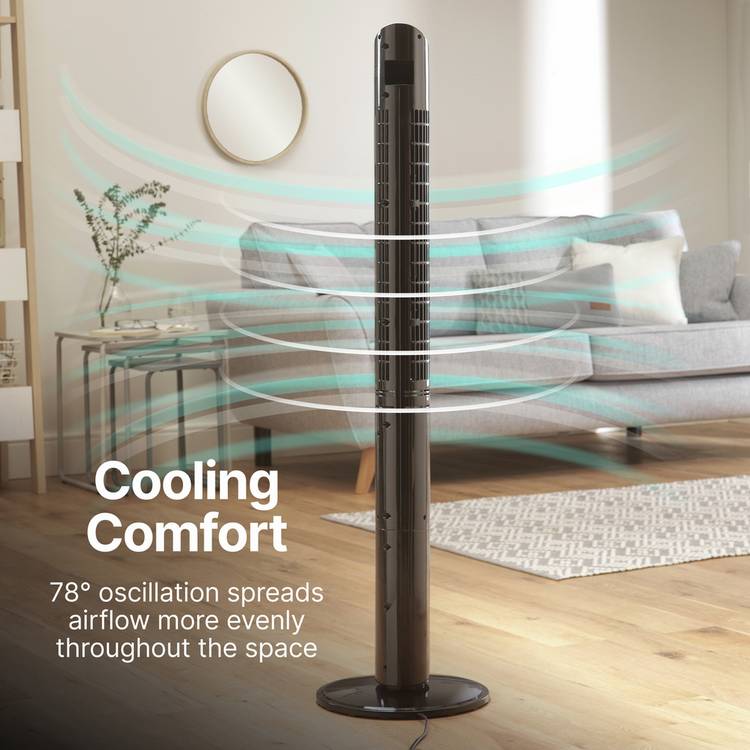 Dimplex freestanding black tower fan, UK version