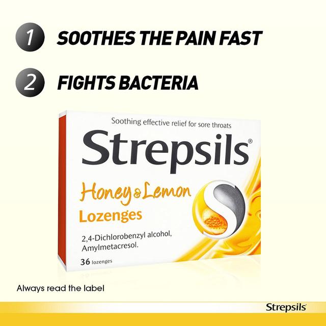 Strepsils Honey & Lemon Lozenges for Sore Throat 36 per pack GOODS M&S