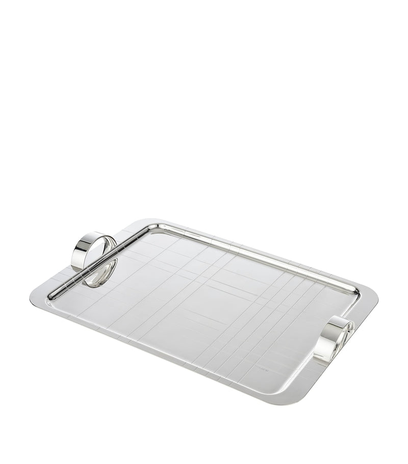Christofle Silver-Plated Graphik Handheld Tray 45cm x 32cm - British product