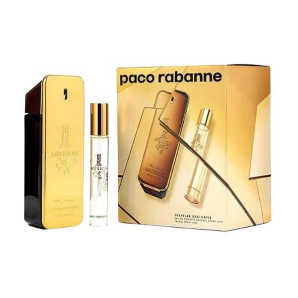 Paco Rabanne 1 Million EDT gift set 100ml 20ml travel spray, imported from the UK