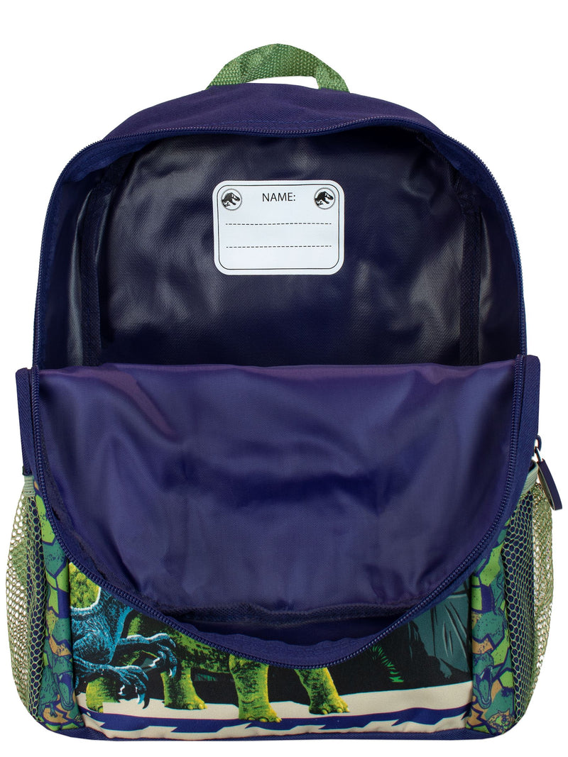 Jurassic World dinosaur print backpack blue camo 34cm, imported from the UK