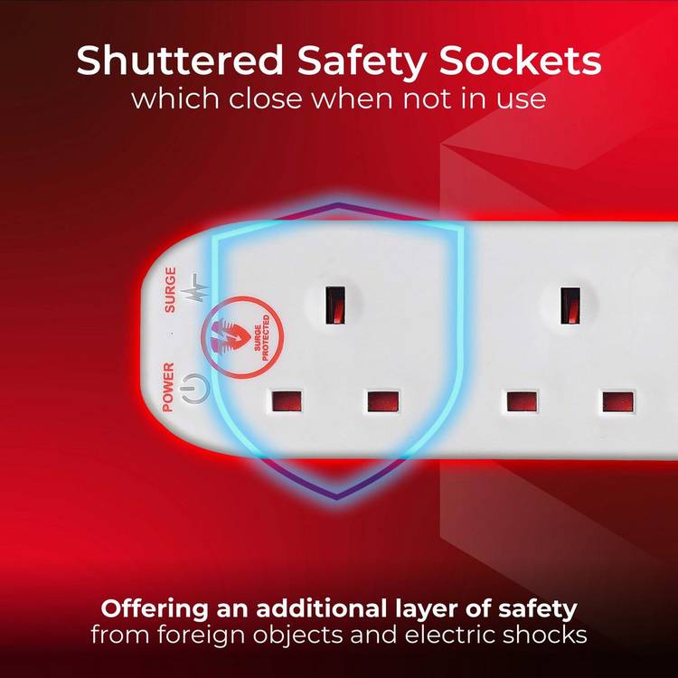 Masterplug extension lead 4 socket 1m - British product