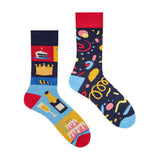 Spox Sox novelty party socks with cake and champagne motifs (British brand)