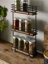 Next Black Bronx Wire Spice Rack with Wooden Shelf 3-Tier- Buy online at McGrocer