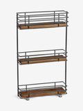 Black wire spice rack with wooden shelf 3-tier - British product