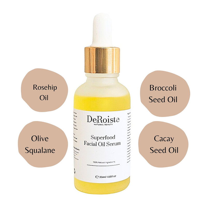 Superfood facial oil serum with organic botanicals (British brand)